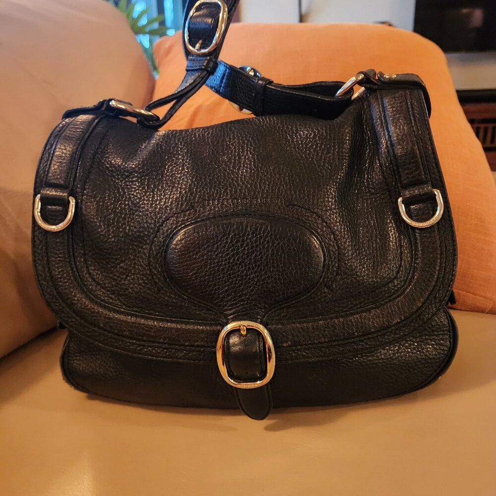 Vintage Burberry black leather handbag